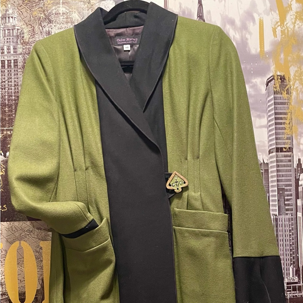 100% wool combo olive green and black New! Princess line One of a kind coat.